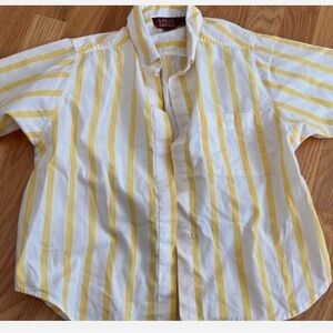 Vintage kids Yellow and White Striped Button Down Shirt